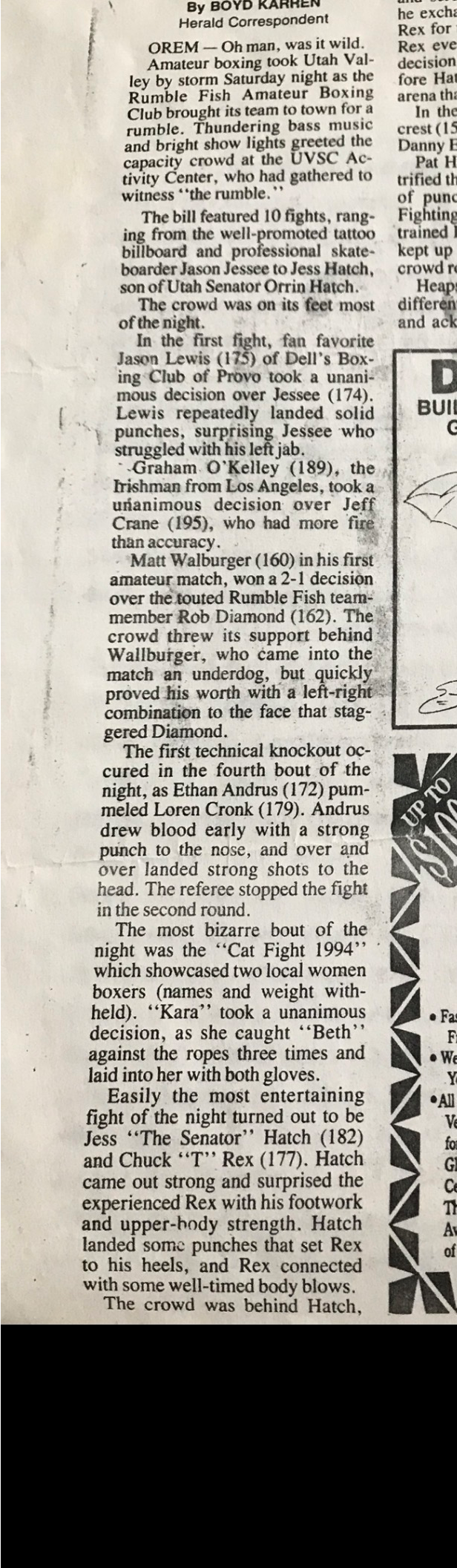 1994 boxing match newspaper clipping
